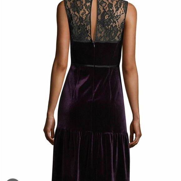 NANETTE lepore Purple Velour Sweetheart Illusion Lace Yoke Sleeveless Dress - Picture 3 of 10